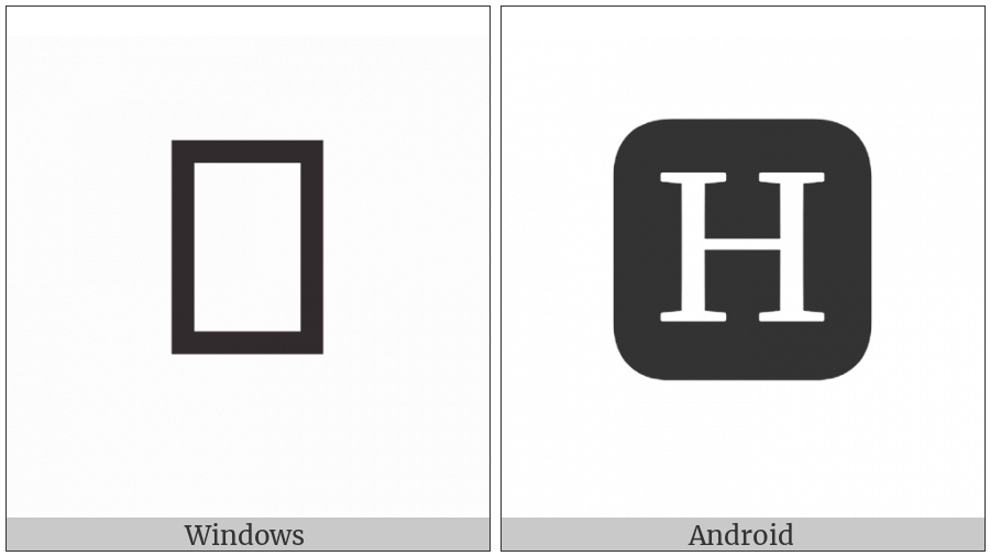 Negative Squared Latin Capital Letter H on various operating systems