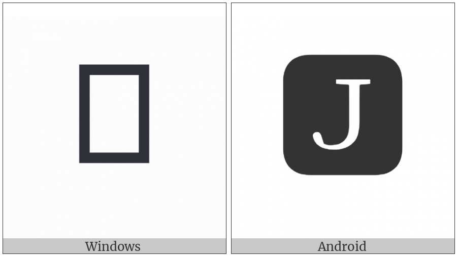 Negative Squared Latin Capital Letter J on various operating systems