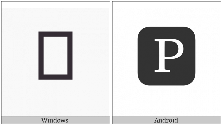 Negative Squared Latin Capital Letter P on various operating systems