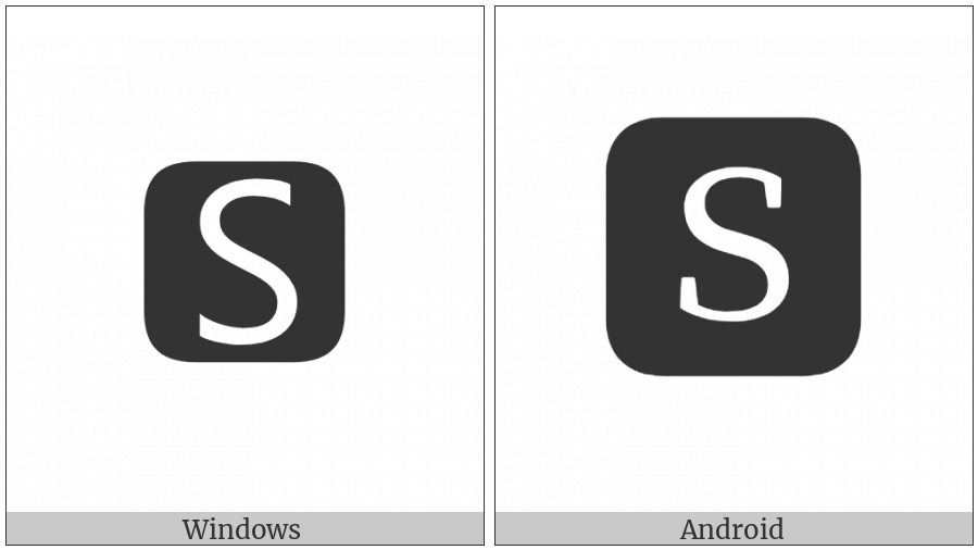 Negative Squared Latin Capital Letter S on various operating systems