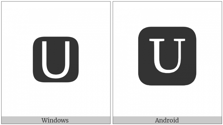 Negative Squared Latin Capital Letter U on various operating systems