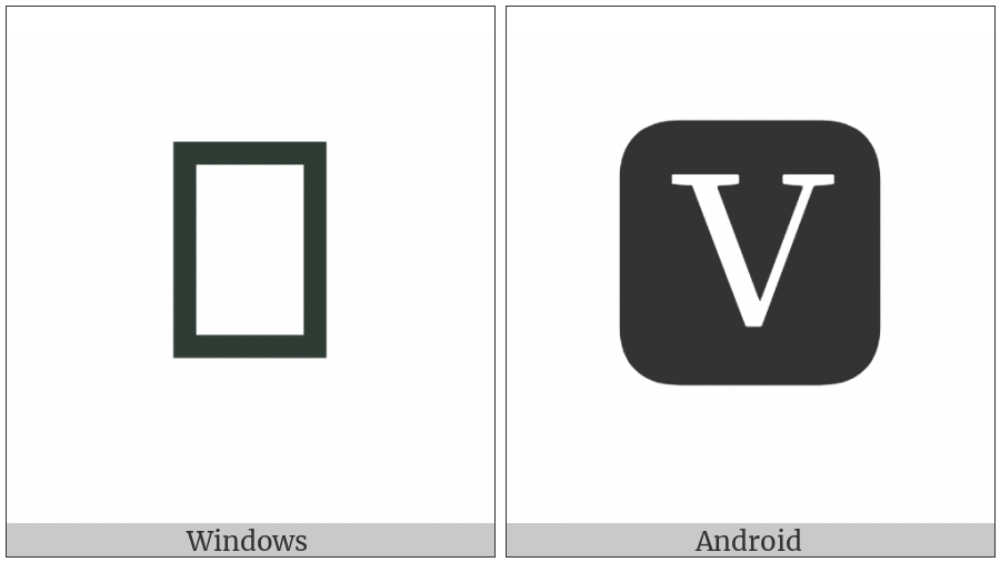 Negative Squared Latin Capital Letter V on various operating systems