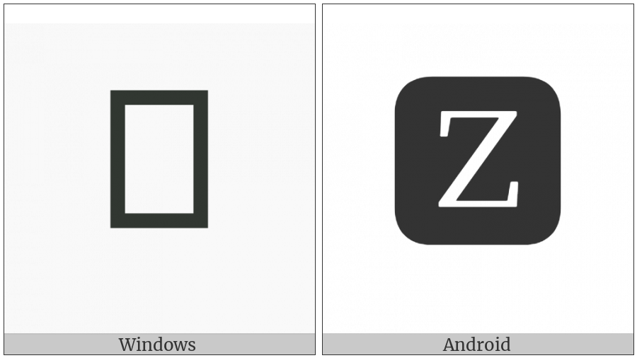 Negative Squared Latin Capital Letter Z on various operating systems
