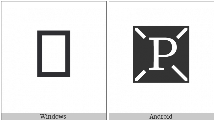 Crossed Negative Squared Latin Capital Letter P on various operating systems