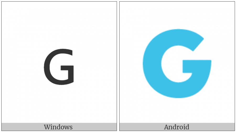 Regional Indicator Symbol Letter G on various operating systems