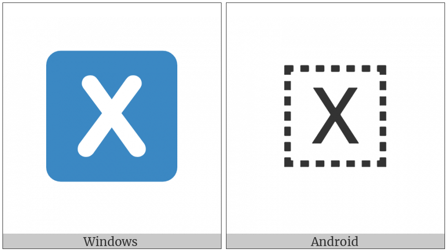 Regional Indicator Symbol Letter X on various operating systems