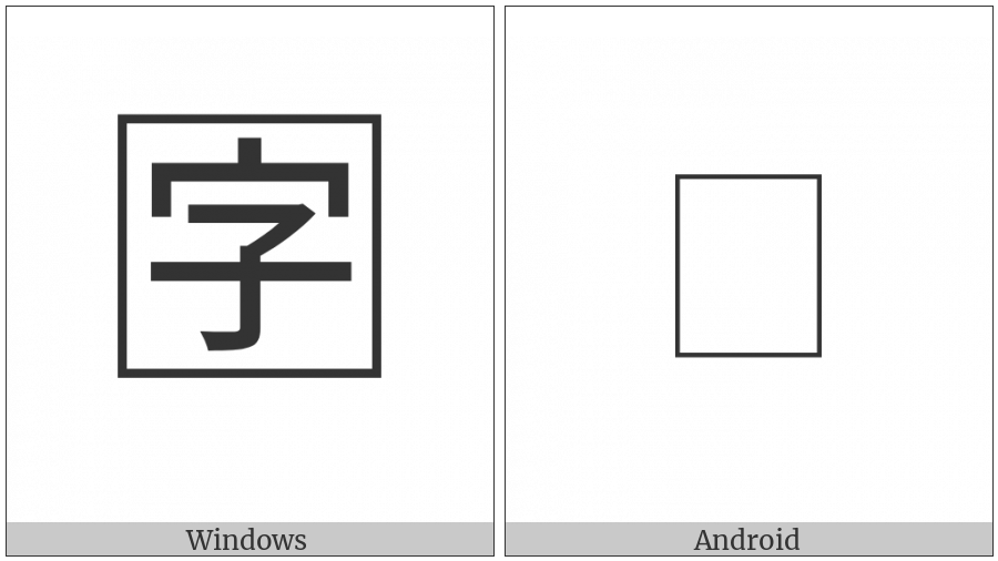 Squared Cjk Unified Ideograph-5B57 on various operating systems
