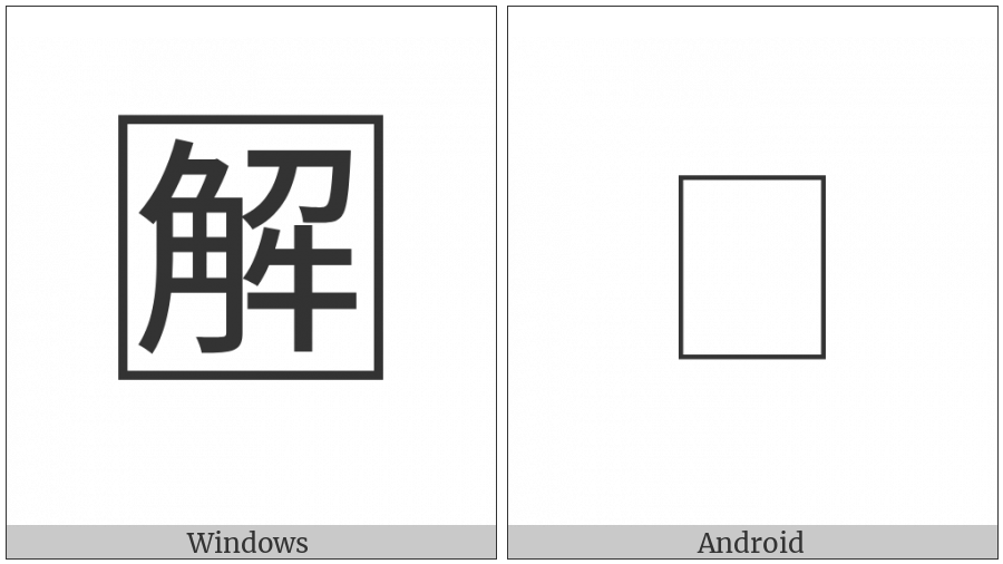 Squared Cjk Unified Ideograph-89E3 on various operating systems