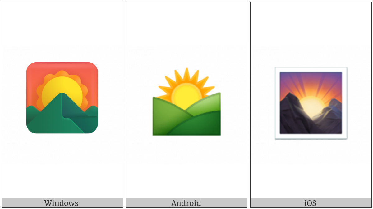 Sunrise Over Mountains on various operating systems