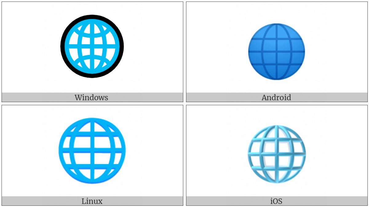 Globe With Meridians on various operating systems