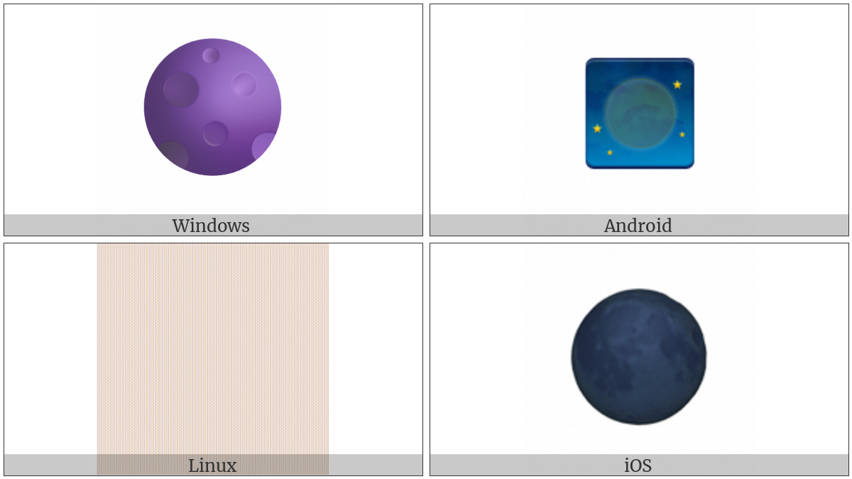 New Moon Symbol on various operating systems