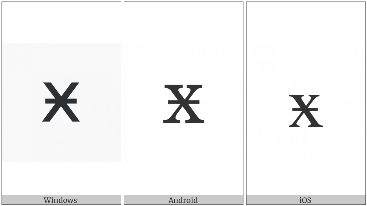 Cyrillic Small Letter Ha With Stroke on various operating systems