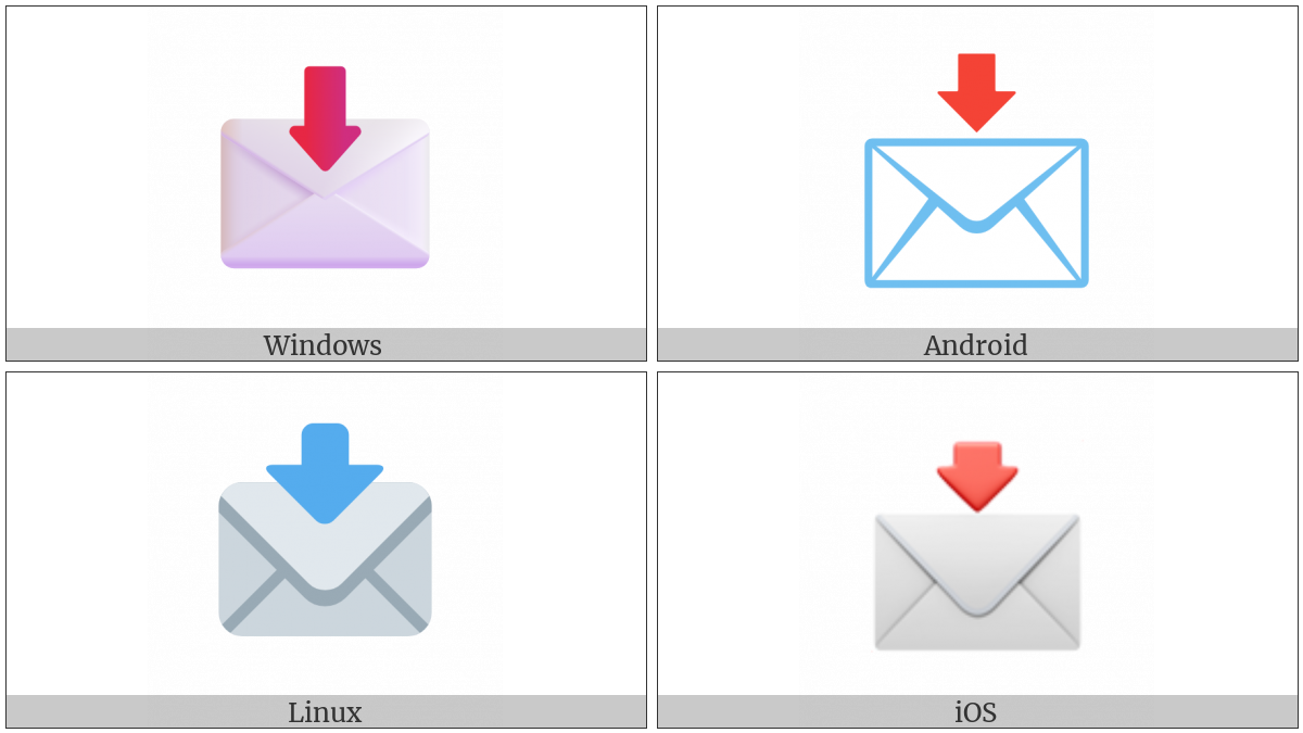 Envelope With Downwards Arrow Above on various operating systems