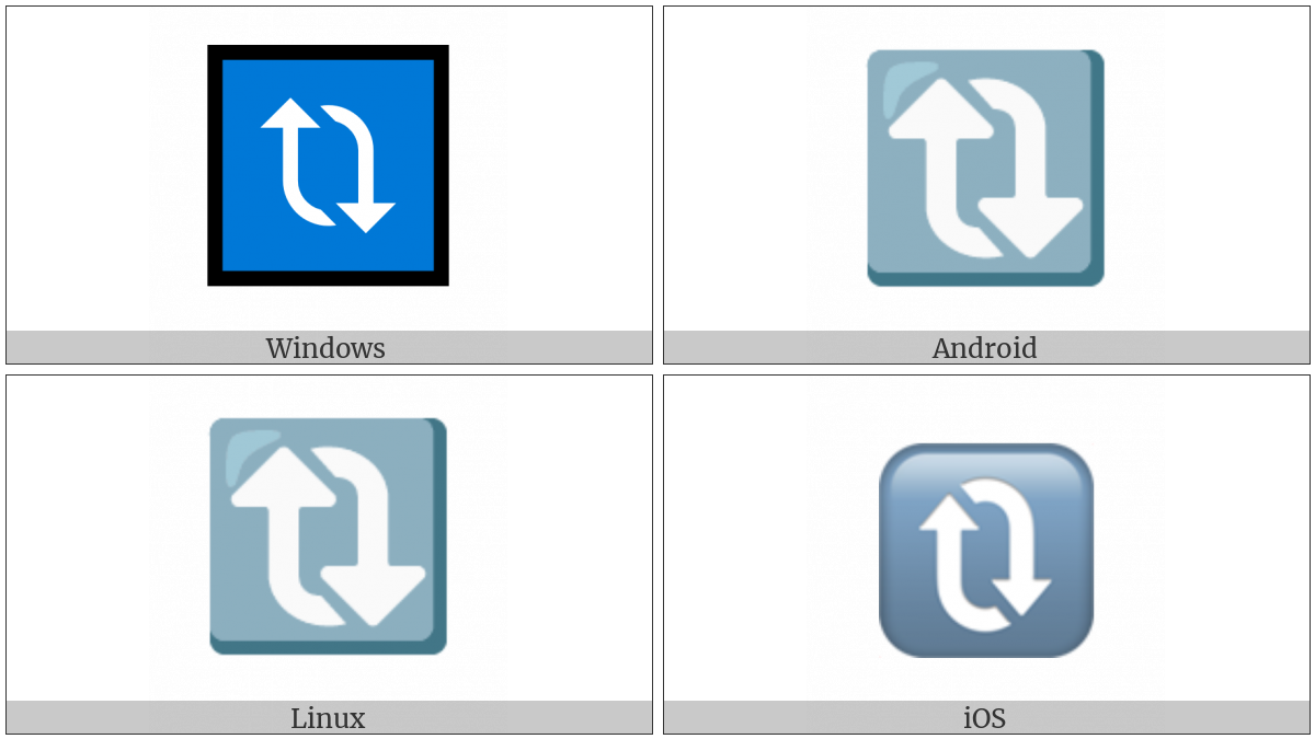 Clockwise Downwards And Upwards Open Circle Arrows on various operating systems