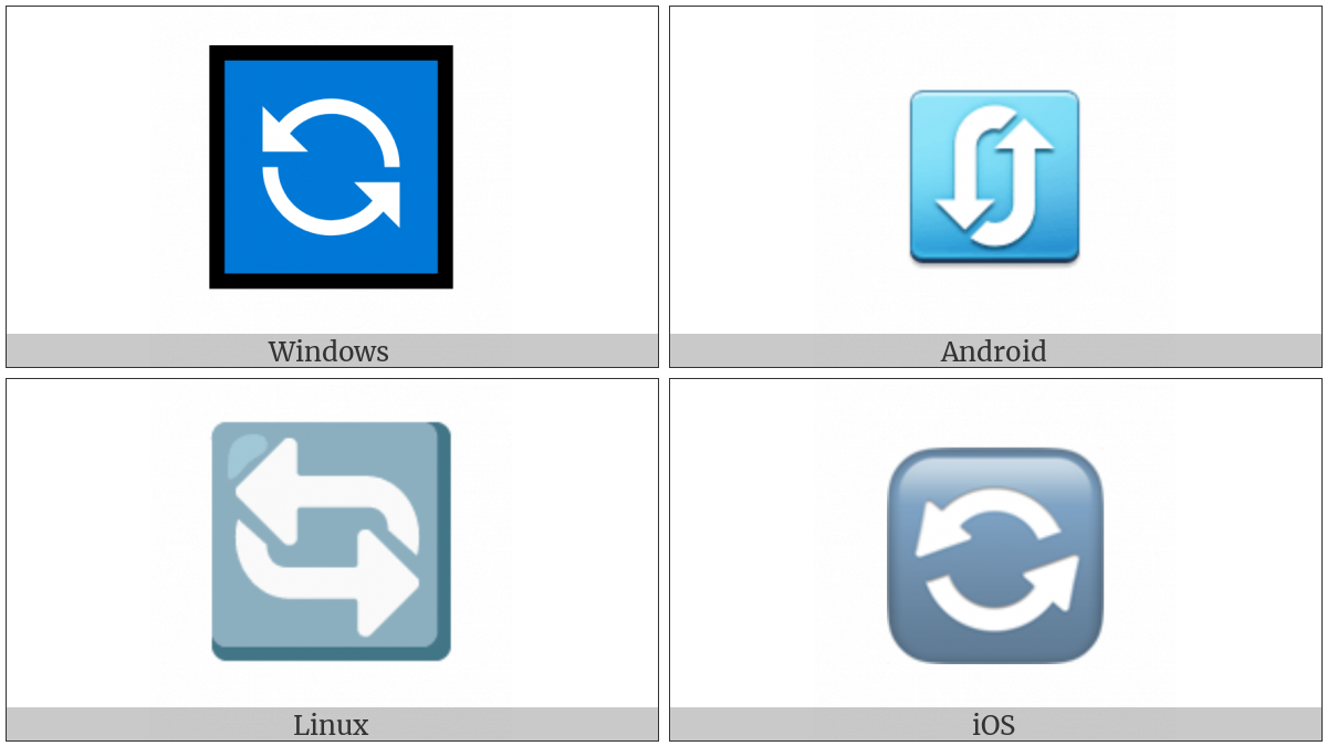 Anticlockwise Downwards And Upwards Open Circle Arrows on various operating systems