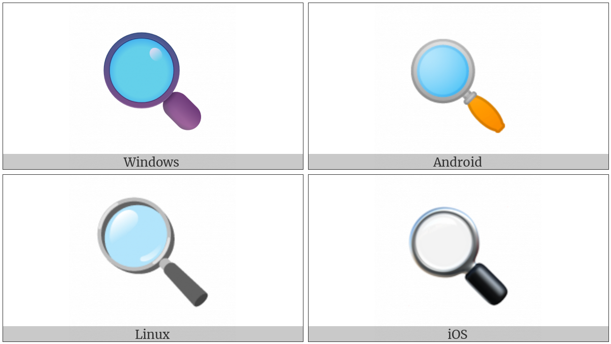 Left-Pointing Magnifying Glass on various operating systems