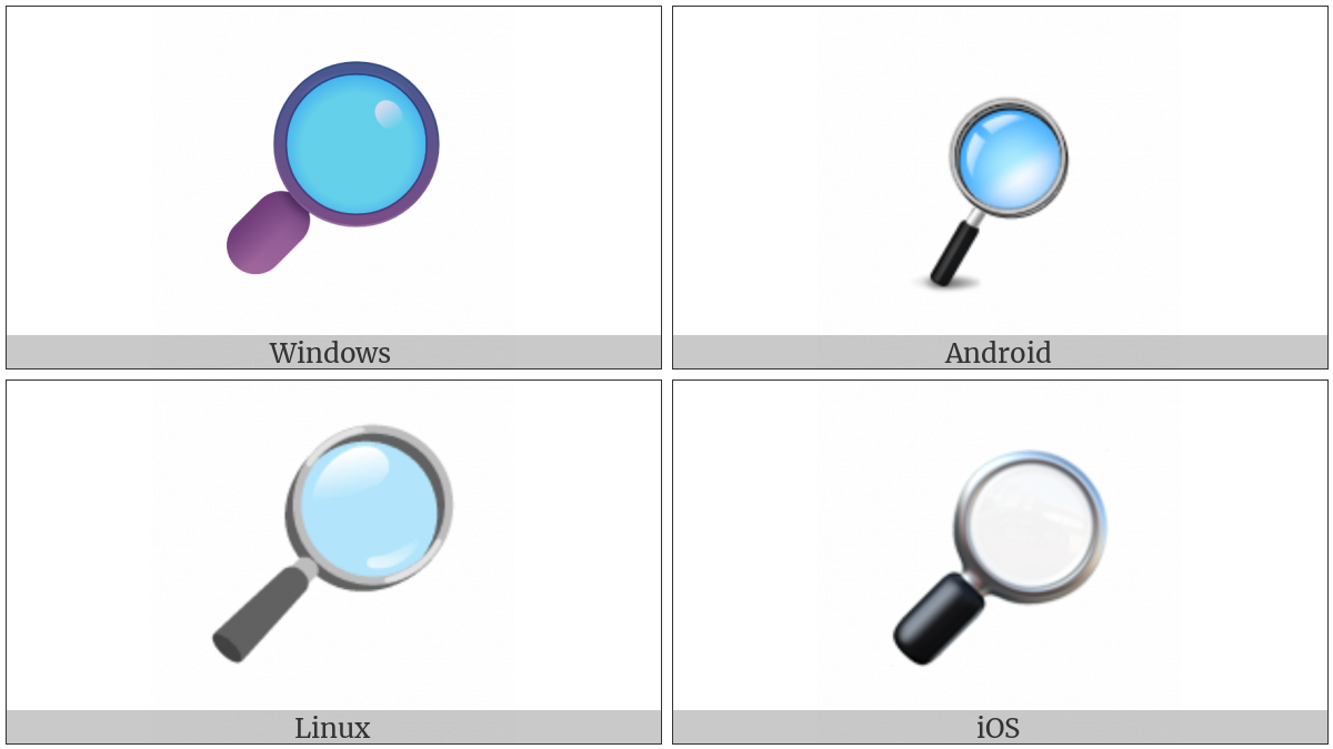 Right-Pointing Magnifying Glass on various operating systems