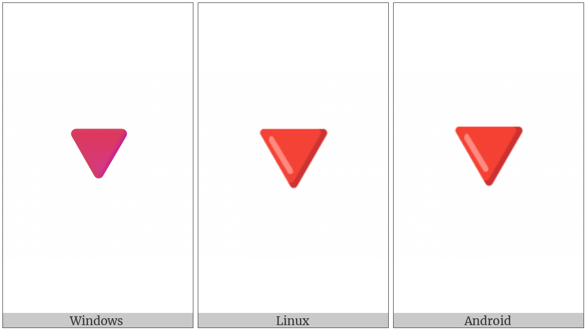 Down-Pointing Red Triangle on various operating systems