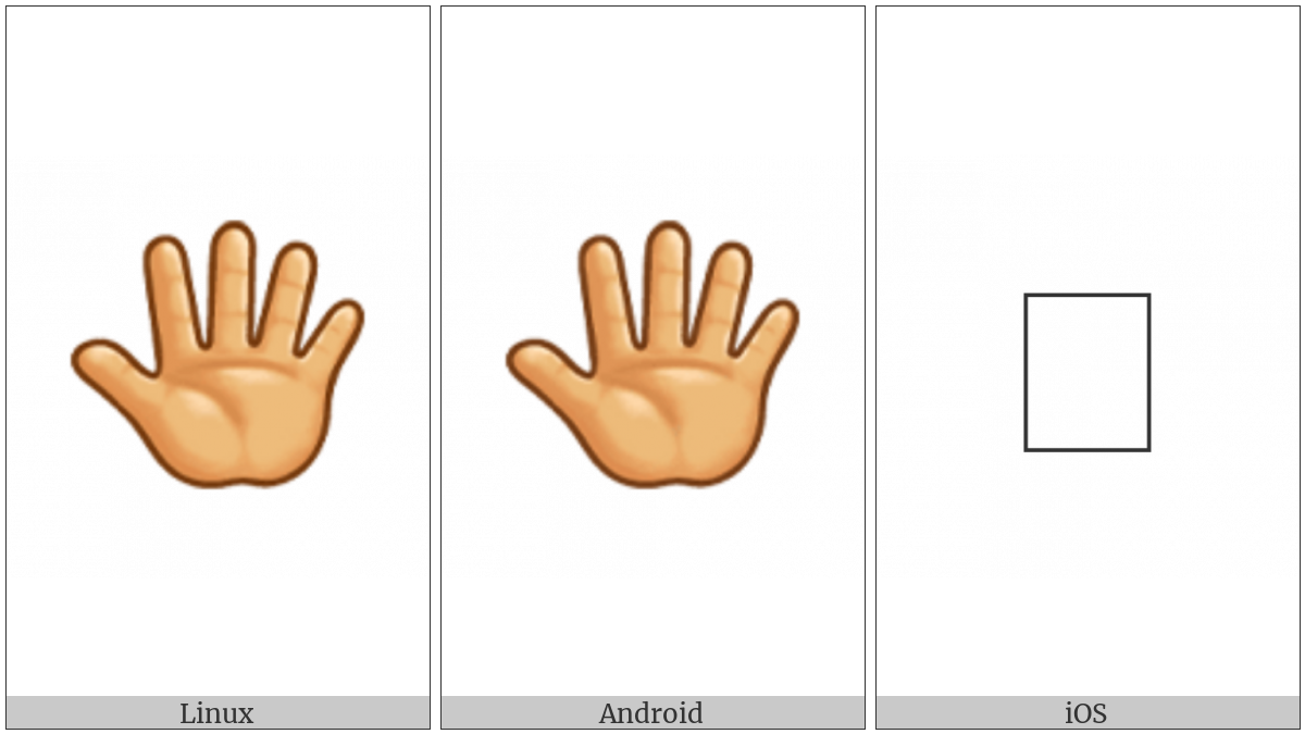 Reversed Raised Hand With Fingers Splayed on various operating systems