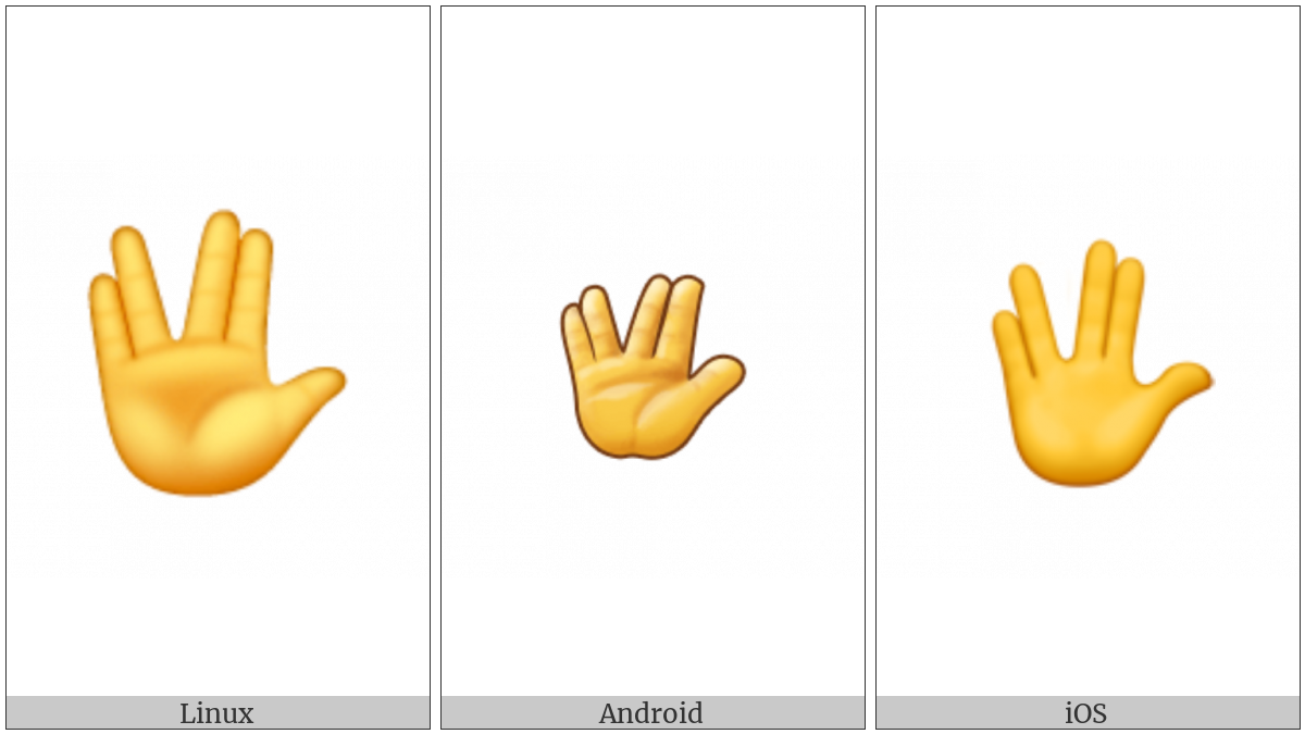 Raised Hand With Part Between Middle And Ring Fingers on various operating systems