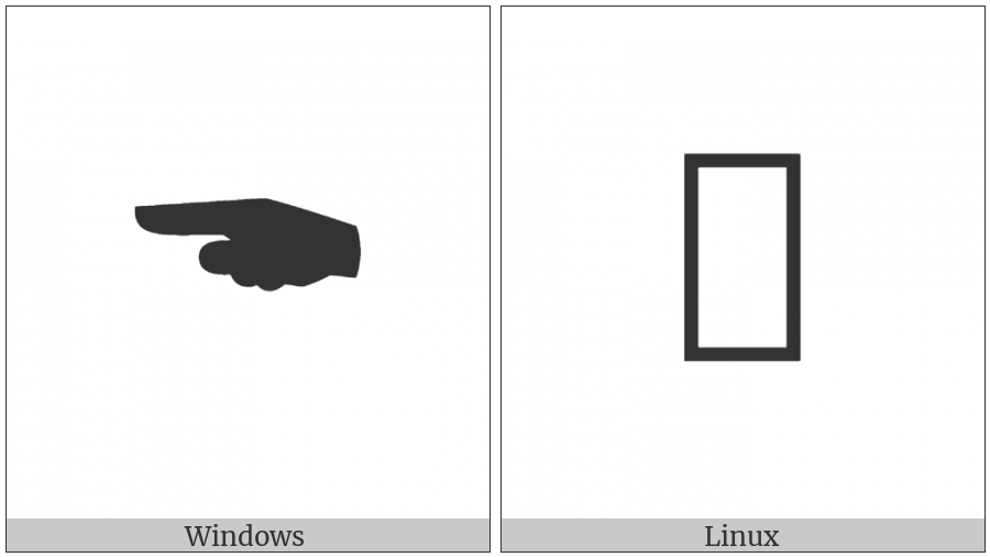 Sideways Black Left Pointing Index on various operating systems