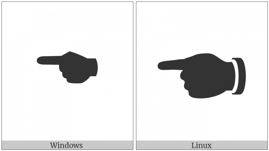 Black Left Pointing Backhand Index on various operating systems