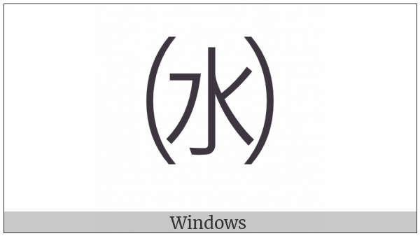 Parenthesized Ideograph Water on various operating systems
