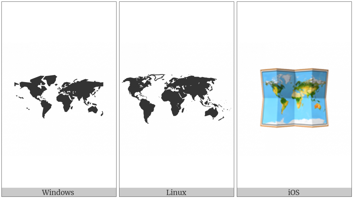 World Map on various operating systems