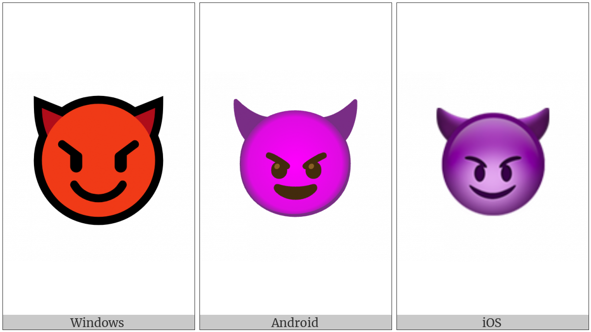 Smiling Face With Horns on various operating systems