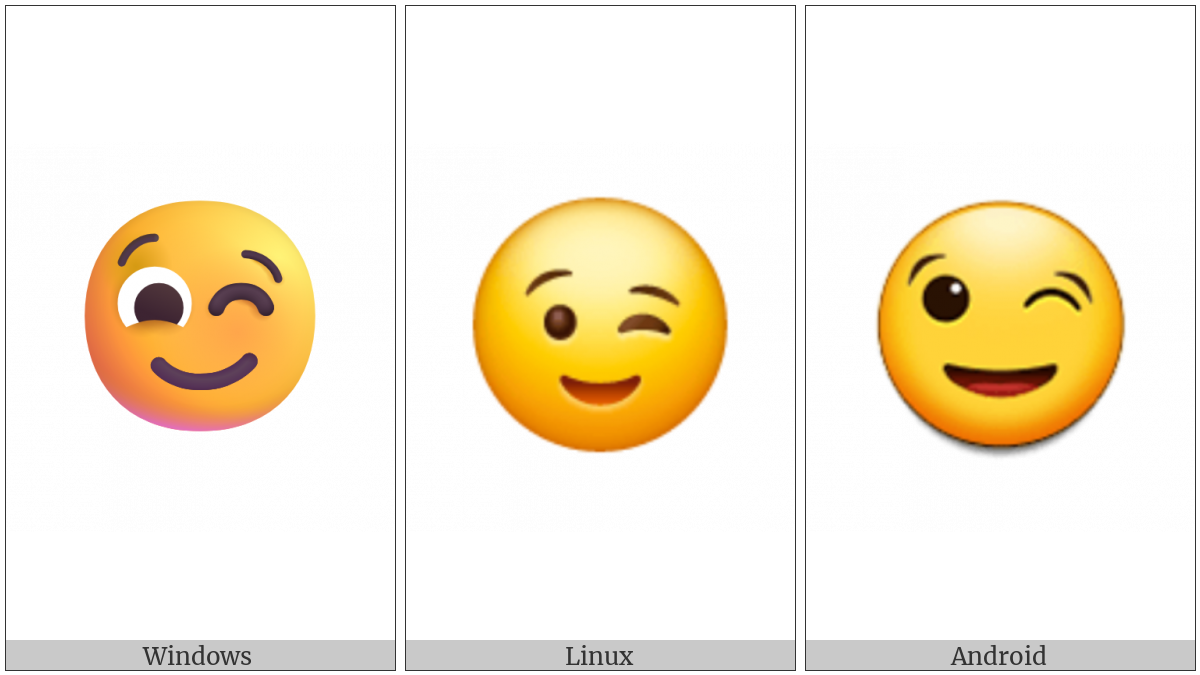 Winking Face on various operating systems
