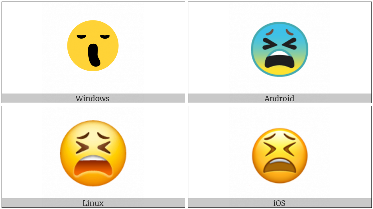 Tired Face on various operating systems