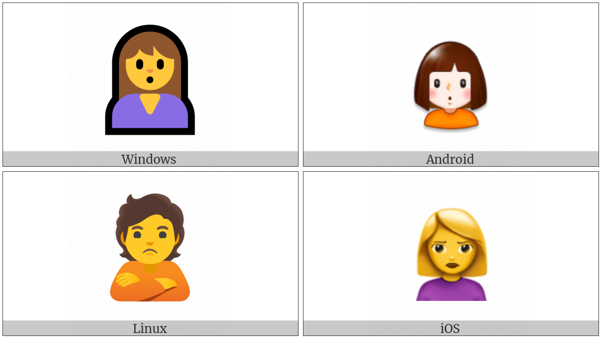 Person With Pouting Face on various operating systems