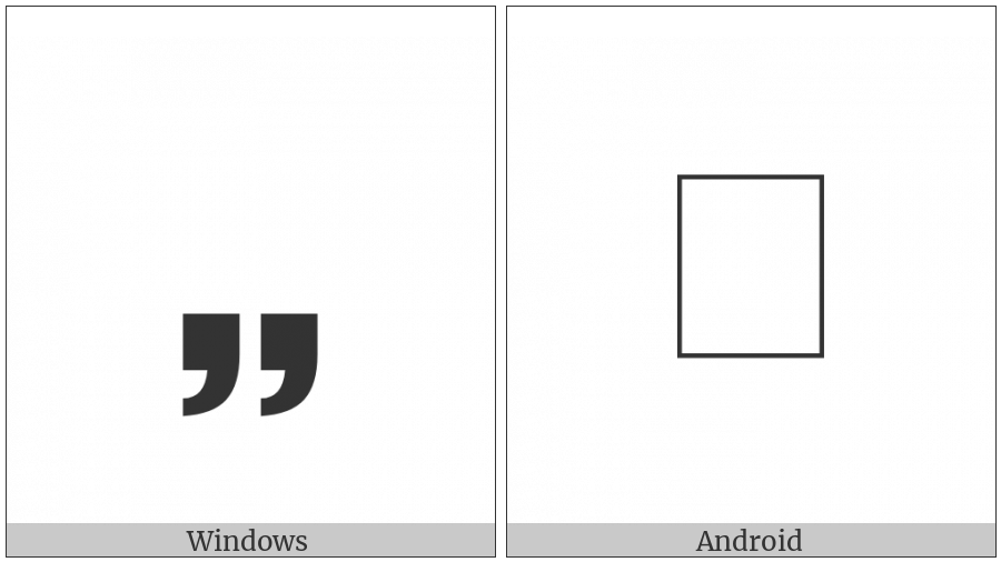 Sans-Serif Heavy Low Double Comma Quotation Mark Ornament on various operating systems