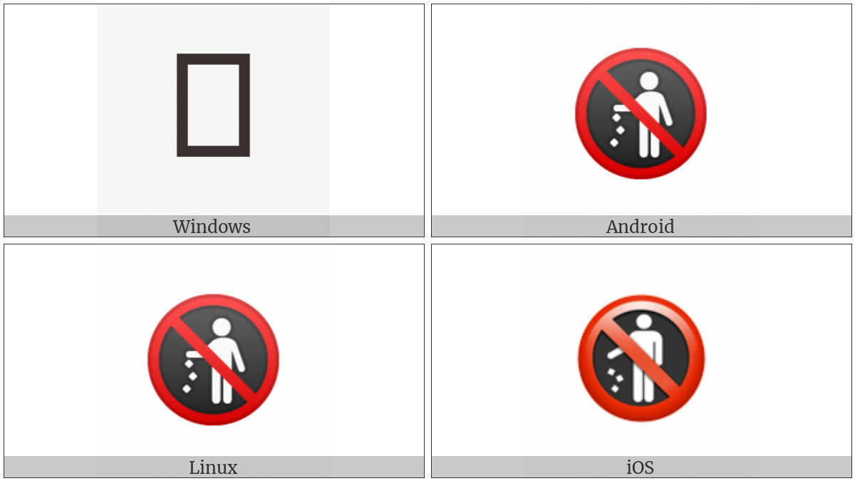 Do Not Litter Symbol on various operating systems