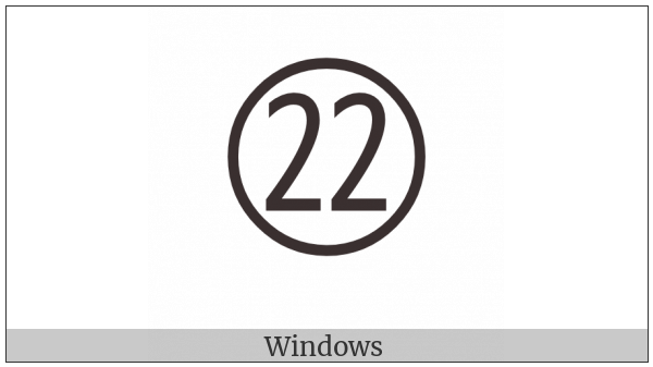 Circled Number Twenty Two on various operating systems