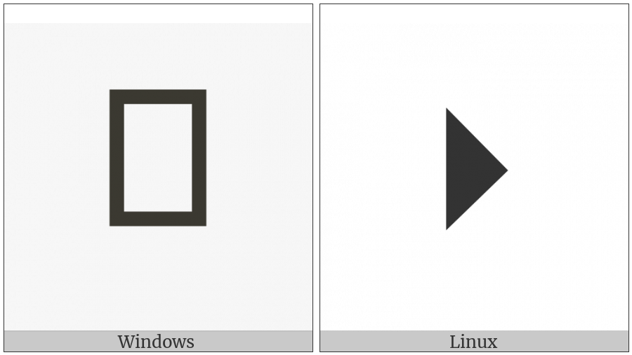 Black Right-Pointing Isosceles Right Triangle on various operating systems