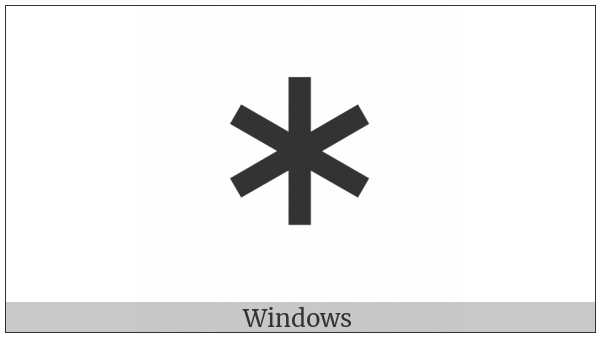 Bold Six Spoked Asterisk on various operating systems