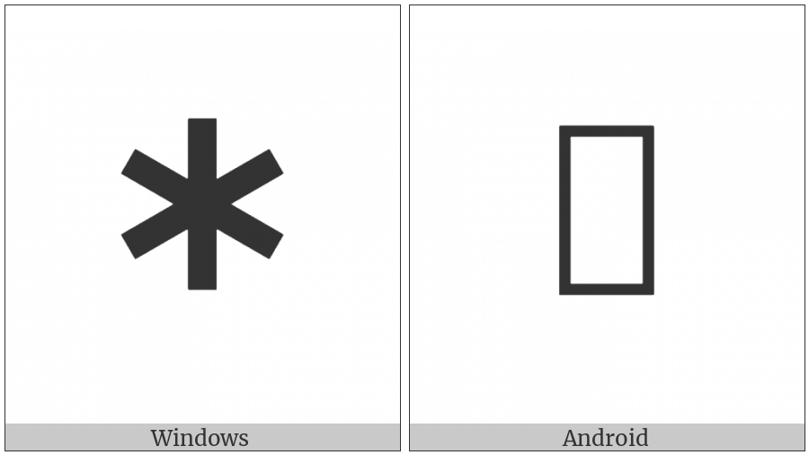 Heavy Six Spoked Asterisk on various operating systems