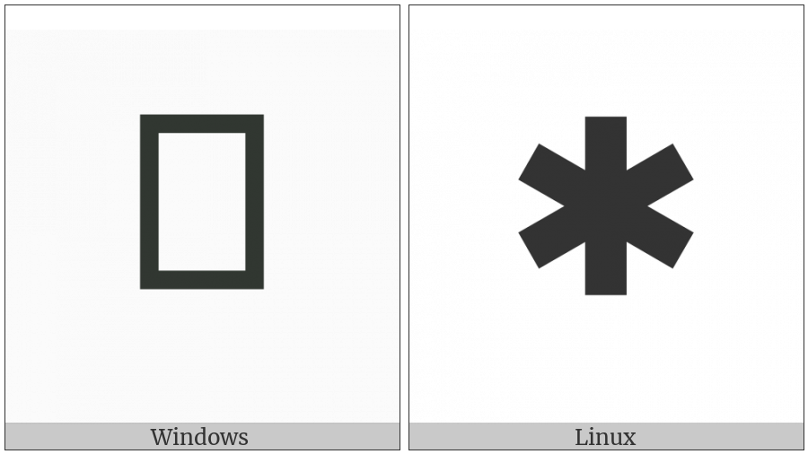 Extremely Heavy Six Spoked Asterisk on various operating systems