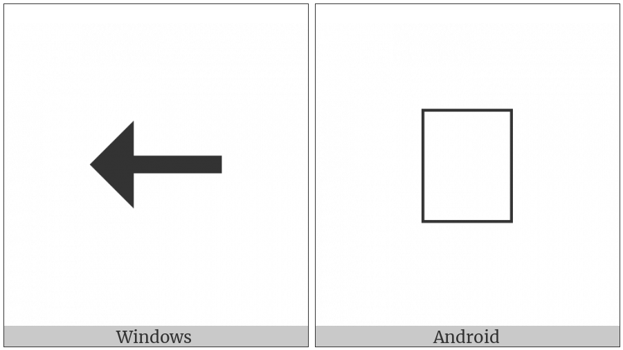 Leftwards Arrow With Medium Triangle Arrowhead on various operating systems