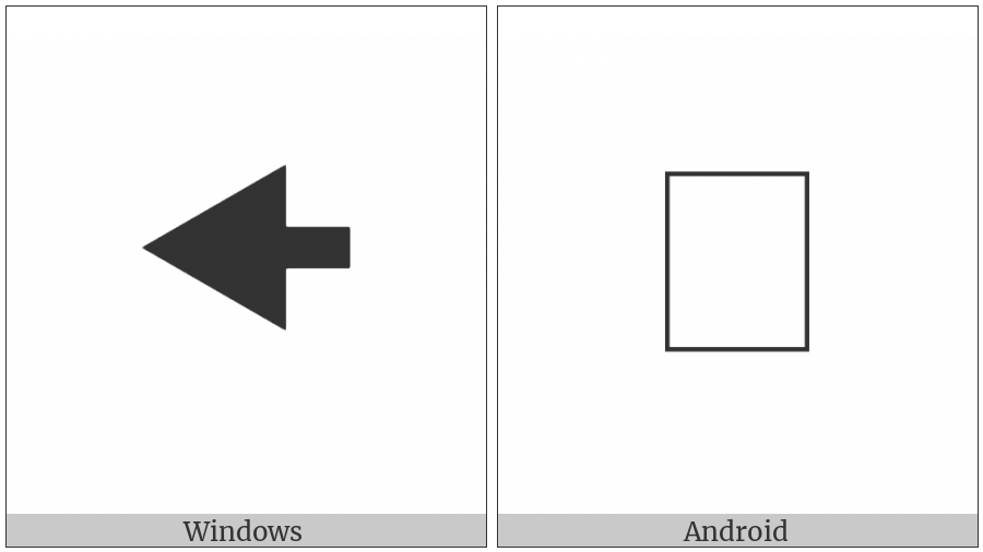 Heavy Leftwards Arrow With Large Equilateral Arrowhead on various operating systems