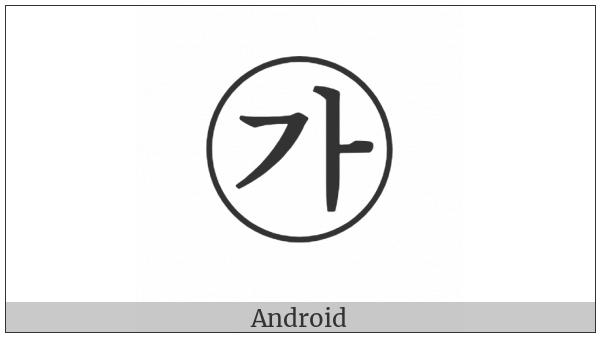 Circled Hangul Kiyeok A on various operating systems
