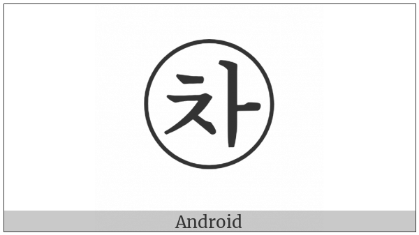 Circled Hangul Chieuch A on various operating systems