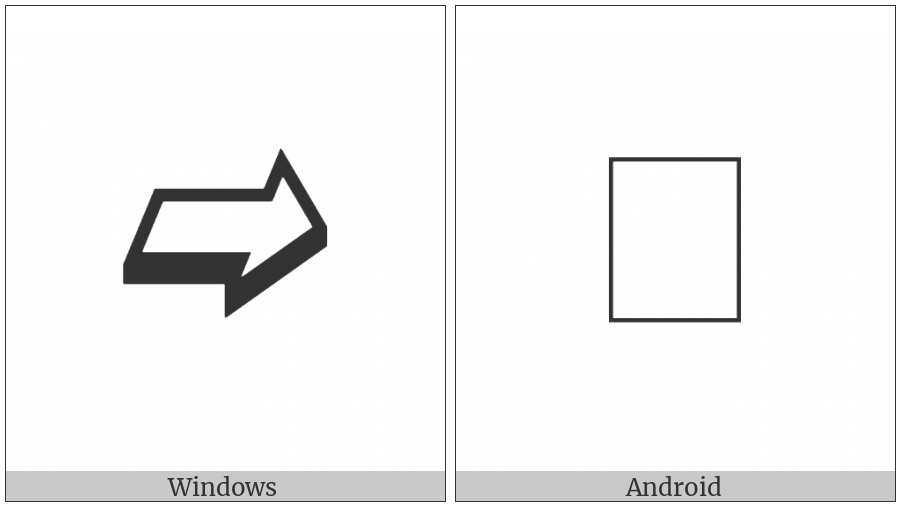 Rightwards Back-Tilted Shadowed White Arrow on various operating systems