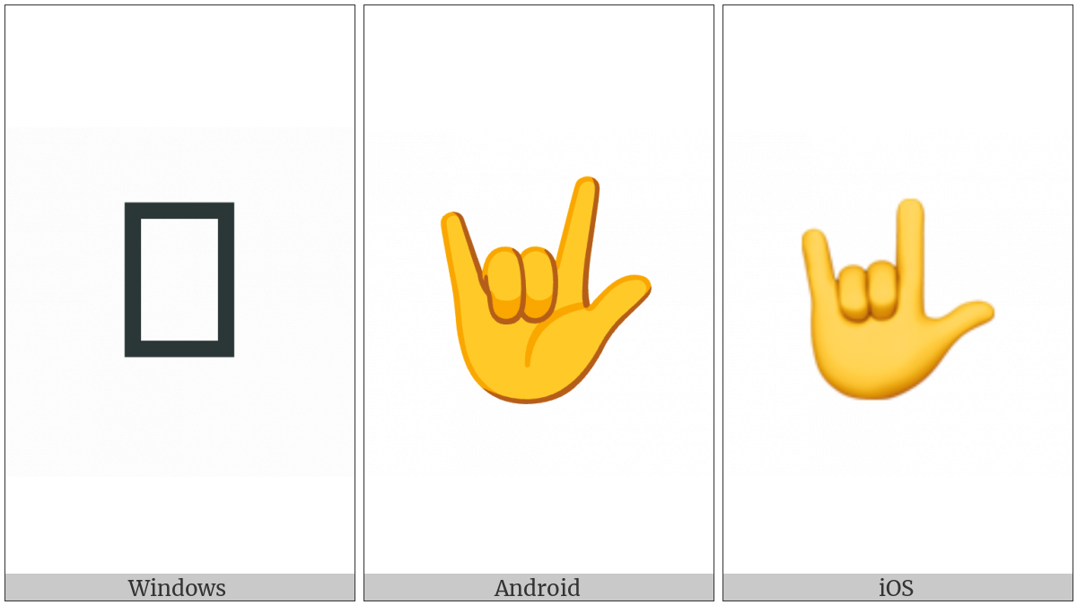I Love You Hand Sign on various operating systems