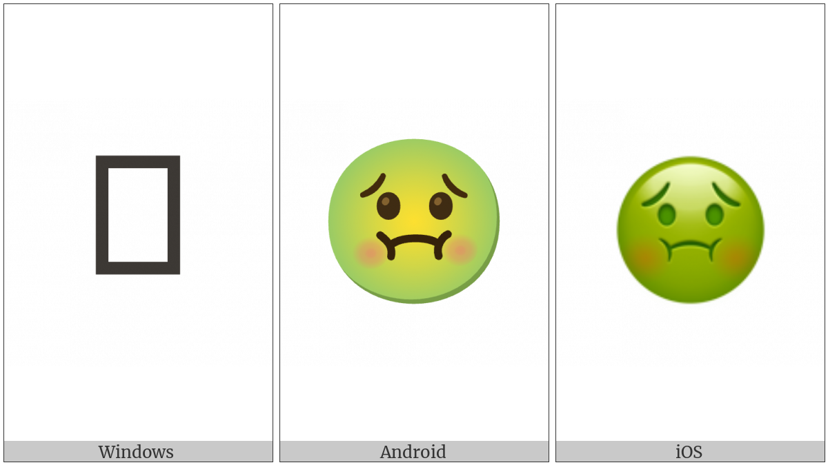 Nauseated Face on various operating systems