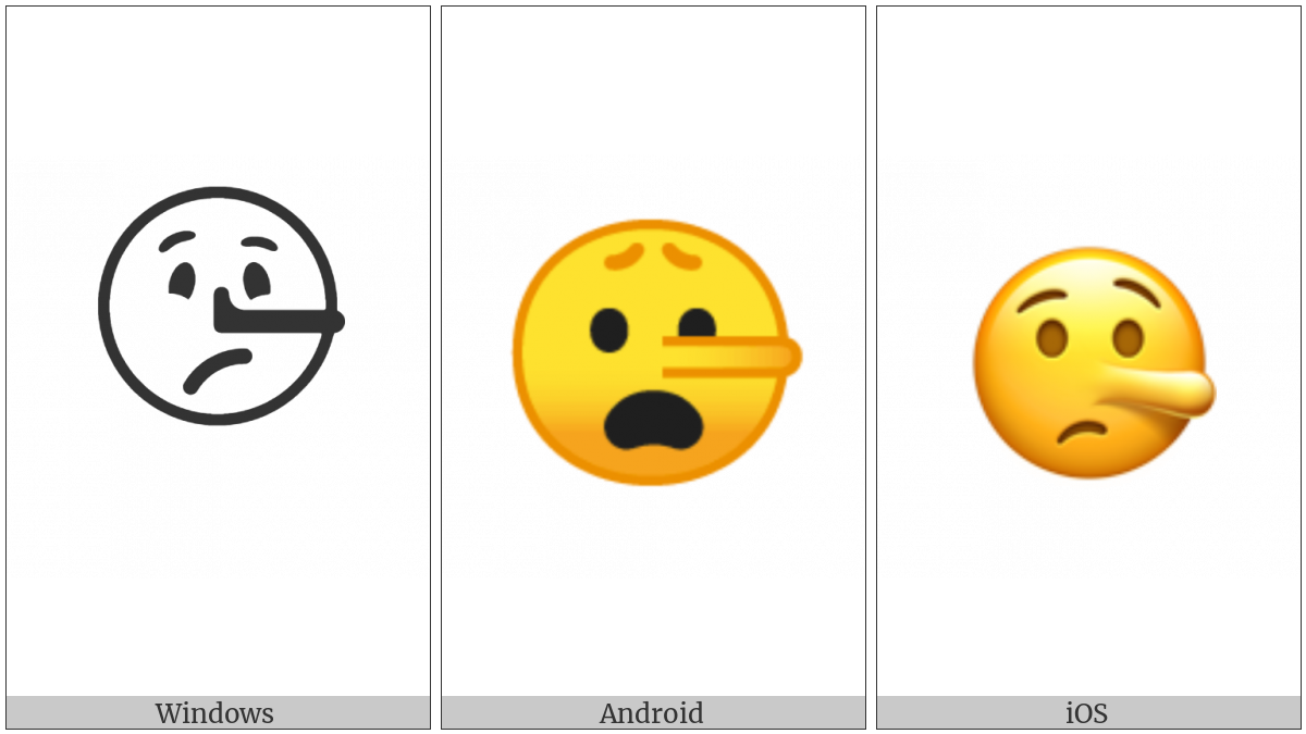 Lying Face on various operating systems