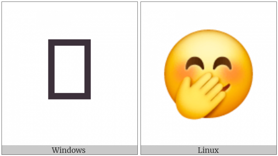 Smiling Face With Smiling Eyes And Hand Covering Mouth on various operating systems