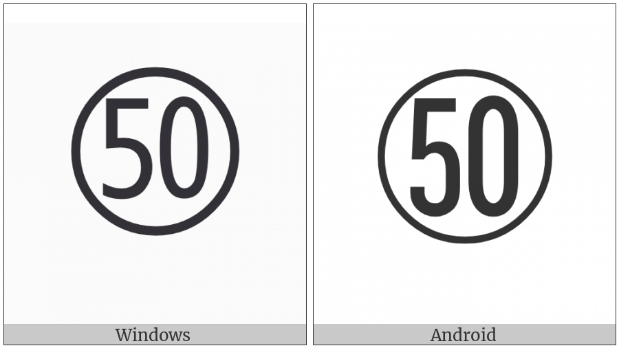 Circled Number Fifty on various operating systems