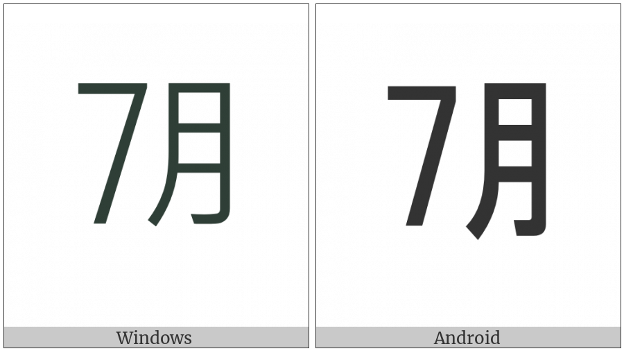 Ideographic Telegraph Symbol For July on various operating systems